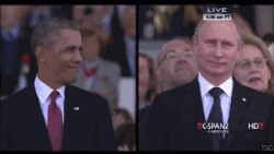 Барак Обама жана Владимир Путин. Франция, 2014