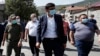 Armenia -- Armenian Prime Minister Nikol Pashinian (L), Goris Mayor Arush Arushanian (C) and other officials walk through the center of the town, September 12, 2020. 