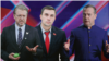 Лидер партии"Яблоко" Николай Рыбаков, представитель КПРФ Николай Бондаренко, глава "Единой России" Дмитрий Медведев


