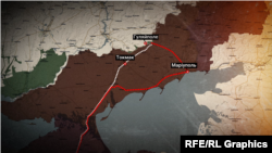 Мапа. Маршрут перекидання морпіхів армії РФ з окупованого Криму до Запорізької області для облоги Гуляйполя