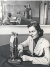 A Hungarian presenter in a Radio Free Europe (RFE) office in Munich, Germany, in 1955. <br><br>The American radio had begun broadcasting five years earlier, on July 4, 1950.