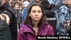 Civic activist Olga Misik first rose to prominence at a protest in Moscow in 2019. (file photo)