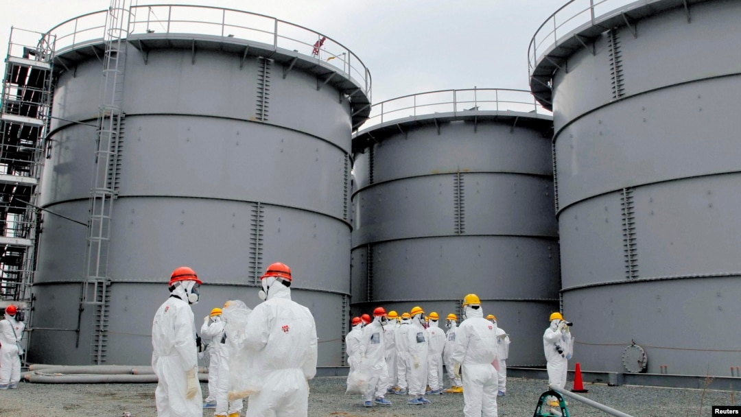 Tanks of contaminated water at the Fukushima nuclear power plant in March