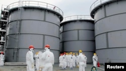 Tanks of contaminated water at the Fukushima nuclear power plant in March