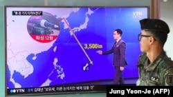 Grafički prikaz razdaljine između Severne Koreje i Guama na južnokorejskoj televiziji