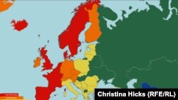 A map of European traffic-death rates (see infographic below)