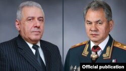 Министр обороны Армении Вагаршак Арутюнян (слева) и министр обороны России Сергей Шойгу 