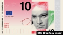Bancnota cea nouă de 10 euro va purta potretul lui Beethoven - deocamdată nu se știe în care din variantele propuse.