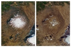 Один из ледников в Исландии в 1986 и 2019 годах