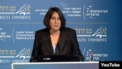 Brenda Shaffer speaks at the Hezliya Conference in 2011. She did not respond to numerous requests to comment for this report.