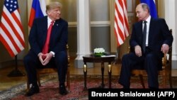 Американскиот претседател Доналд Трамп и рускиот претседател Владимир Путин 16.06.2018.