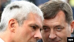 Predsjednik Srbije Boris Tadić i premijer Republike Srpske Milorad Dodik na otvaranju Osnovne škole "Srbija" na Palama