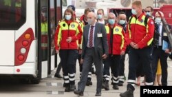 Armenia -- A German medical team arrives at Zvartnots airport, Yerevan, July 13, 2020.