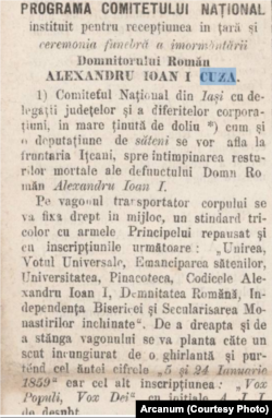 Captură Ziarul Curierul de Iasi de pe 25 mai 1873.