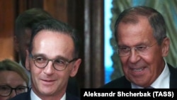 Moscova, 21 august 2019: ministrul german de externe Haiko Maas și omologul său rus, Serghei Lavrov.