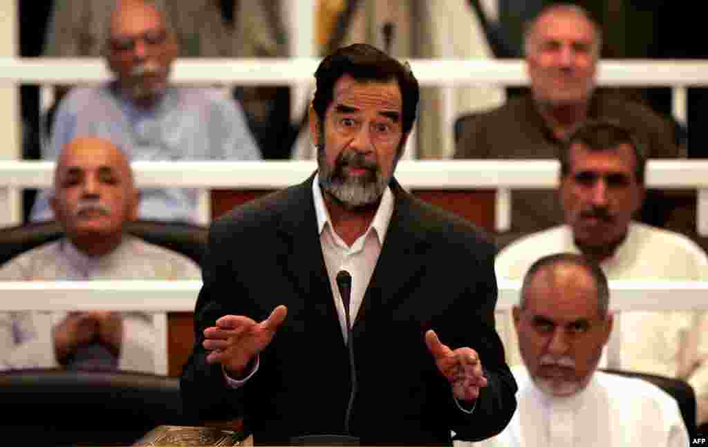 When the trial for crimes against humanity over the Al-Dujayl killings opened in Baghdad on October 19, 2006, Saddam Hussein refused to enter a plea, or recognize the authority of the court.