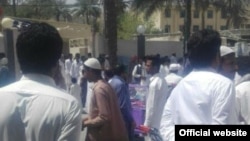 People protest at the arrest of a Sunni cleric in the town of Sarbaz in Iran's Sistan and Baluchistan-- Apr 2017. File photo