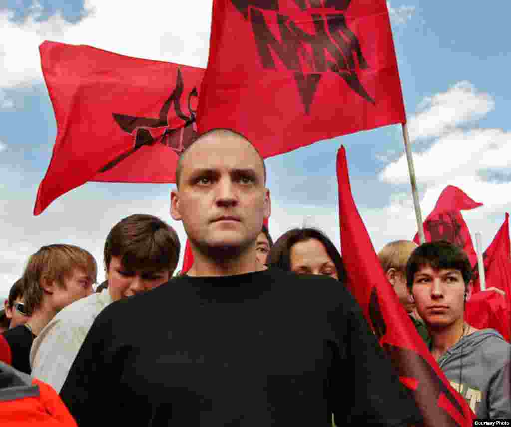 Sergei Udaltsov, leader of the Vanguard of Communist Youth, at a meeting of the united opposition in Moscow. 11 June 2007.