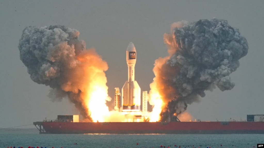 A Chinese Gravity-1 rocket lifts off on October 11 carrying three satellites into orbit