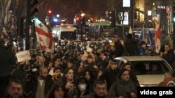 A student-led protest in Tbilisi on November 15 over election results alleged to be fraudulent