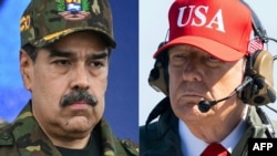 Un colaj îi arată pe președintele Venezuelei, Nicolas Maduro, și pe președintele SUA, Donald Trump.