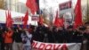 Moldovan socialists demand the government's resignation in Chisinau on October 29.