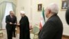 دیدار وزیر خارجه اردن ناصر جوده با حسن روحانی رئیس جمهور ایران و با حضور محمدجواد ظریف وزیر خارجه