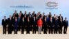 G20 leaders pose for a photo at a summit in Hamburg in July 7.