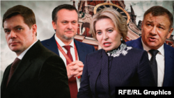 Миллиардер Алексей Мордашов, министр транспорта Андрей Никитин, глава Совета Федерации Валентина Матвиенко,  миллиардер Аркадий Ротенберг (коллаж)
