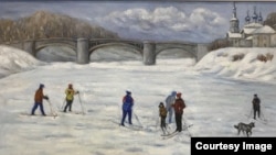 "Лыжники на реке", Нина Железняк, 1994 г