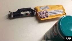 This Image obtained by CNN shows a suspected explosive device received at the CNN bureau in New York City on October 24.