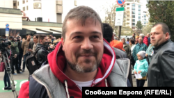 Никола Вапцаров по време на един от протестите срещу строежа на небостъргача "Златен век" през миналата година