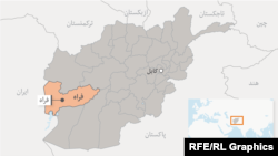 The attack occurred in the western Afghan province of Farah (marked in orange)