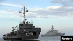 Iranian Navy ships in the Caspian Sea during a 2024 exercise.