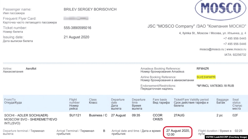 Një biletë Soçi-Moskë për prezantuesin televiziv Sergei Brilev, ditën e intervistës së tij me Vladimir Putinin.