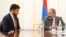 Armenia -- Prime Minister Nikol Pashinian (R) introduces Davit Sanasarian, the newly appointed head of the State Oversight Service (SOS), to SOS staff, Yerevan, May 29, 2018.