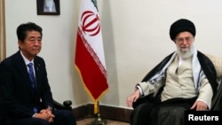 Iran's Supreme Leader Ayatollah Ali Khamenei meets with Japan's Prime Minister Shinzo Abe in Tehran, Iran June 13, 2019