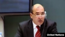 Alisher Sharafiddinov, Uzbekistan's deputy prosecutor-general, speaking to the UN Human Rights Council session in Geneva