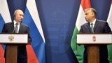 Фото від 30 жовтня 2019 року. Президент Росії Володимир Путін і прем'єр-міністр Угорщини Віктор Орбан на спільній пресконференції у Будапешті. Угорщина 