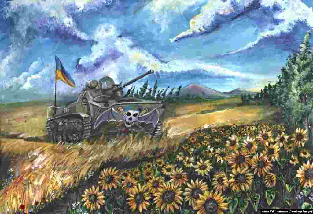 "Ukrainian Summer." Varkhameyeva says: “In my paintings, I want to show what war and occupation are. I want to show how someone with different views, who loves Ukraine, lives under such conditions. And most importantly, I want to remind people that Donetsk is Ukraine."