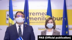 Președinta aleasă a R. Moldova, Maia Sandu, și Peter Michalko, ambasadorul UE la Chișinău