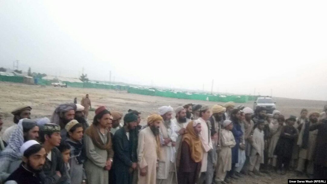 Some of the displaced Mehsud tribesmen in Bakkakhel displacement camp in northwestern Pakistan.
