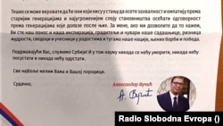 Slike pisma i koverte PIO Fonda. Pismo potpisuje predsednik Srbije Aleksandar Vučić.