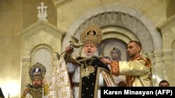 Armenia - Catholicos Garegin II, the supreme head of the Armenian Apostolic Church, leads a Christmas Mass at Saint Gregory the Illuminator’s Cathedral in Yerevan, January 6, 2021.