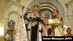 Armenia -- The head of the Armenian Apostolic Church, Catholicos of All Armenians Garegin II, leads a Christmas mass at St. Gregory the Illuminator's Cathedral in Yerevan, January 6, 2021.