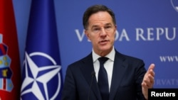 Shefi i NATO-s, Mark Rutte, flet në një konferencë për shtyp në Zagreb, Kroaci, 12 janar.