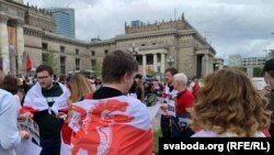 Varșovia. Manifestație în sprijinul opoziției din Belarus, Polonia, 8 august 2021.