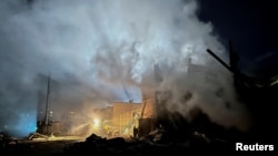 Smoke rises from the site of a Russian missile strike that hit a water purifying station in Kramatorsk on February 20.