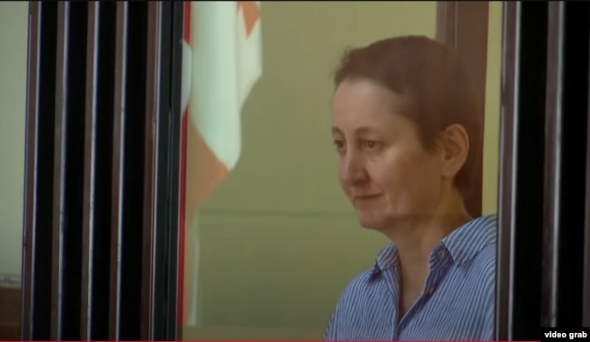 Gazetarja nga Gjeorgjia, Mzia Amaglobeli, gjatë një seance gjyqësore.