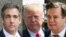 A combo photo shows (left to right): Michael Cohen, U.S. President Donald Trump, and Paul Manafort